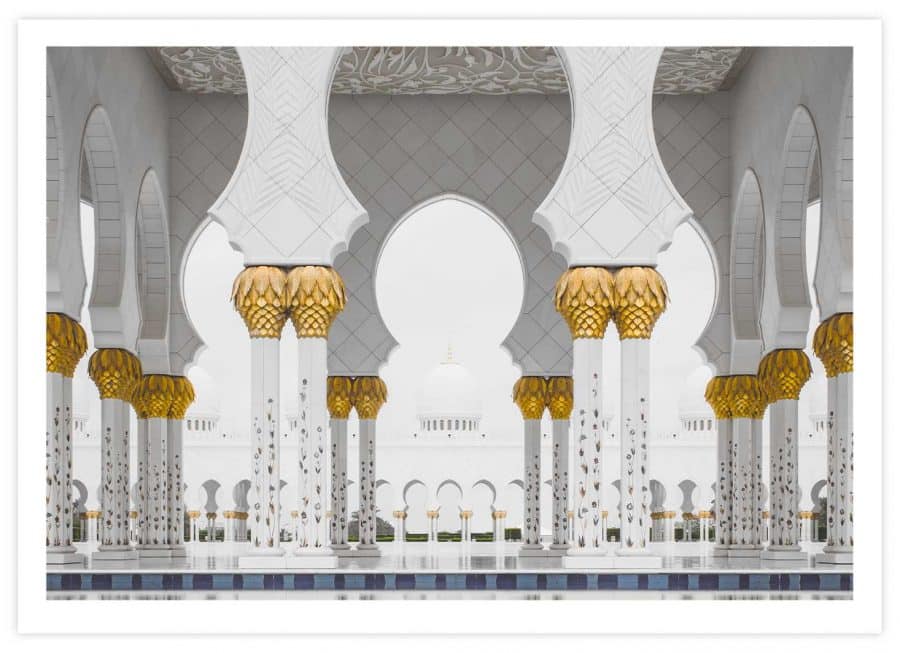 Moschee in Abu Dhabi Poster Querformat mit Passepartout