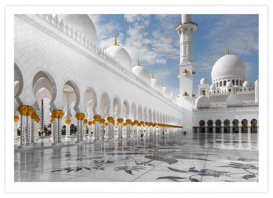 Abu Dhabi Moschee Poster Querformat mit Passepartout
