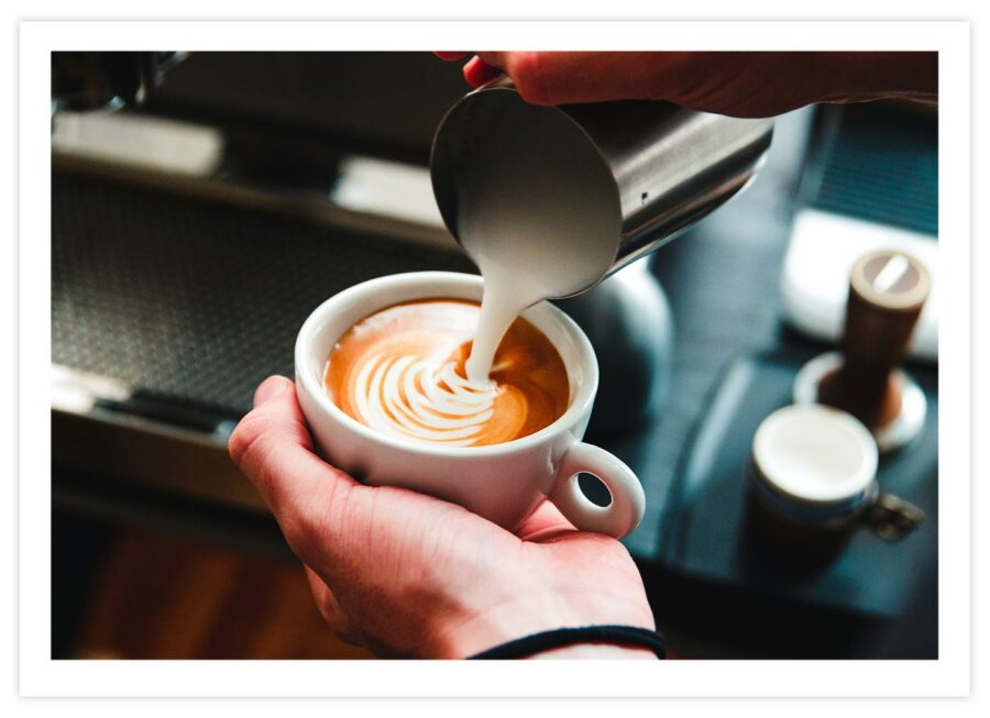 Barista Art Cappuccino Poster Querformat mit Passepartout