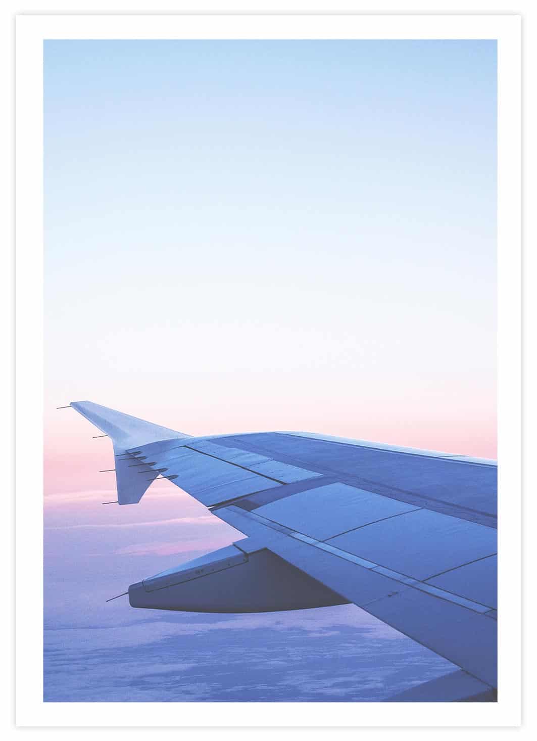 Fliegendes Flugzeug Poster mit Passepartout