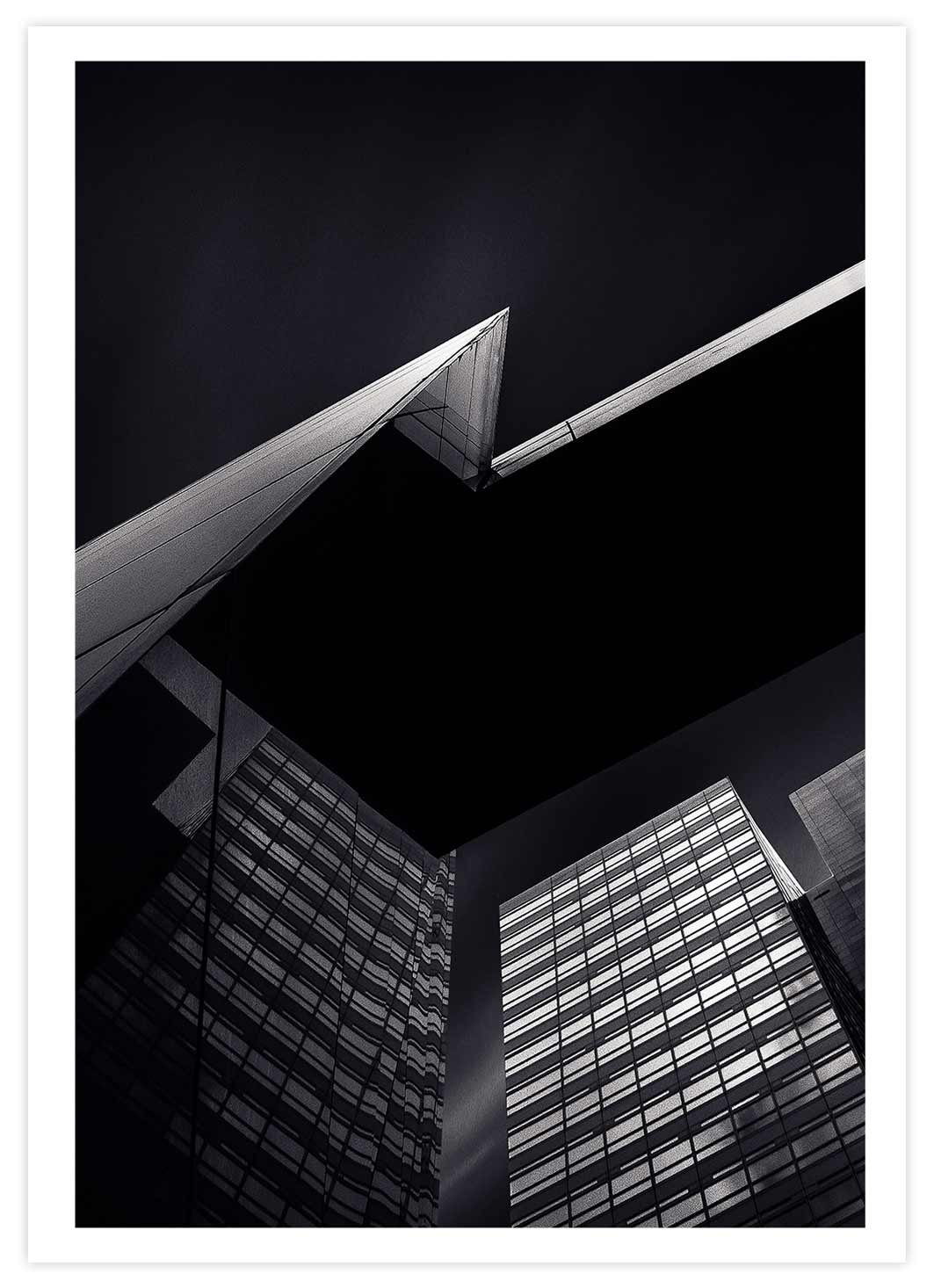 Black&White futuristische Gebäudearchitektur Poster mit Passepartout