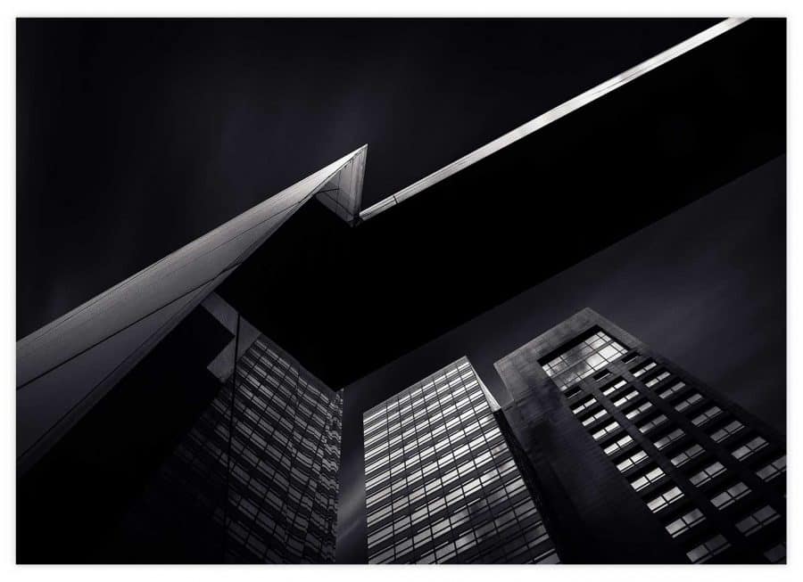 Black&White futuristische Gebäudearchitektur Poster Querformat