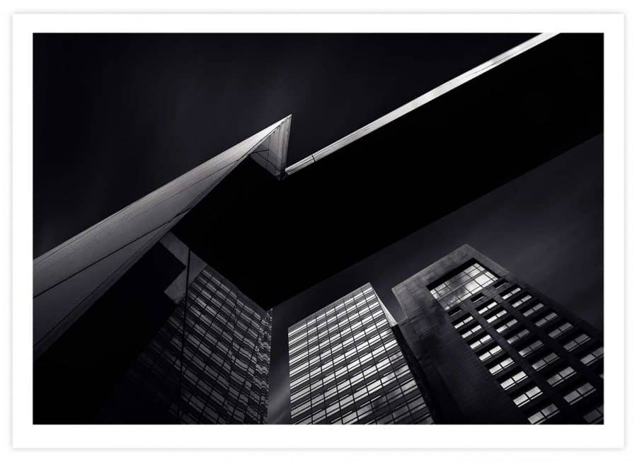 Black&White futuristische Gebäudearchitektur Poster Querformat mit Passepartout