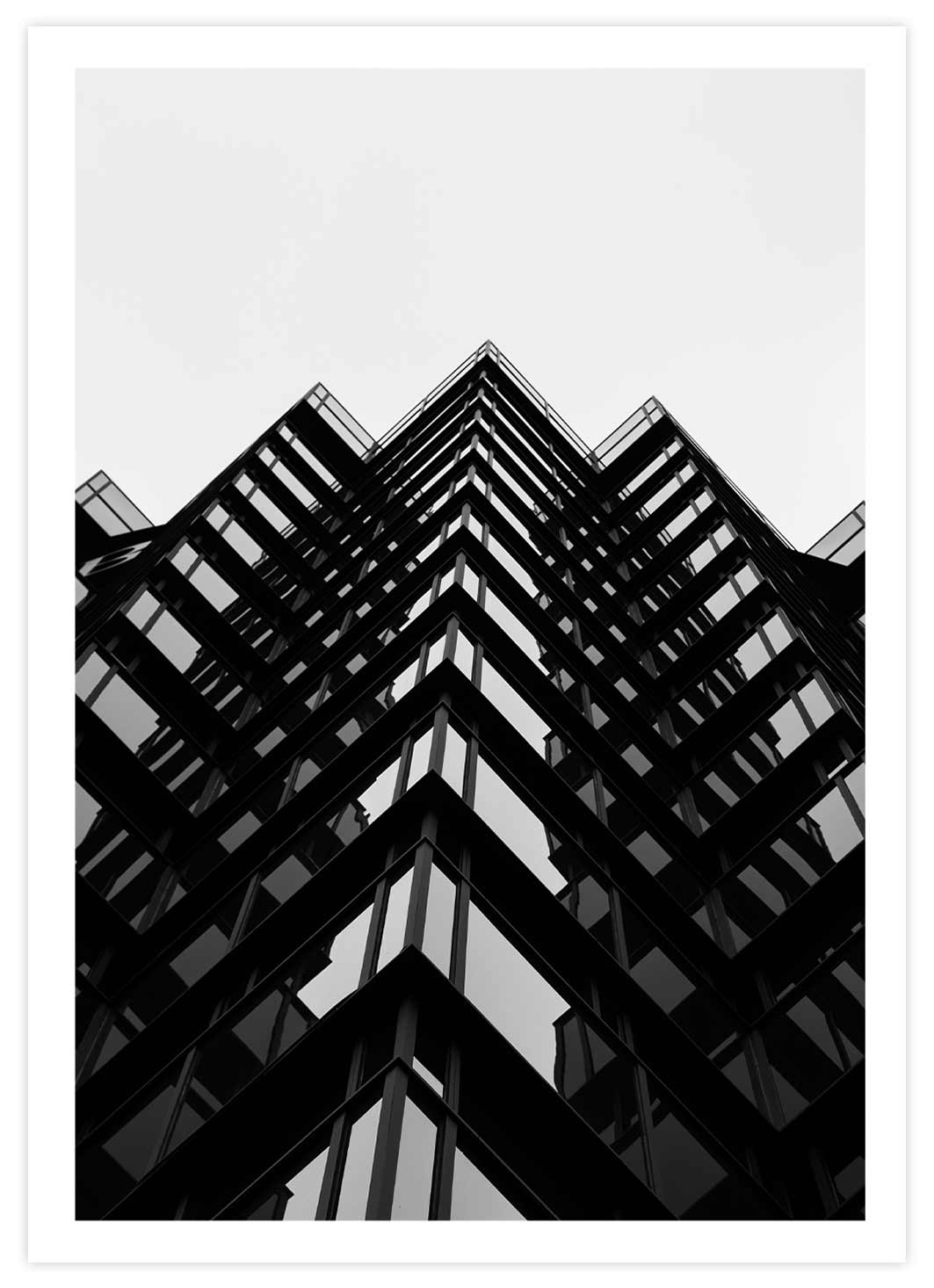 Black&White Glasgebäude Poster mit Passepartout