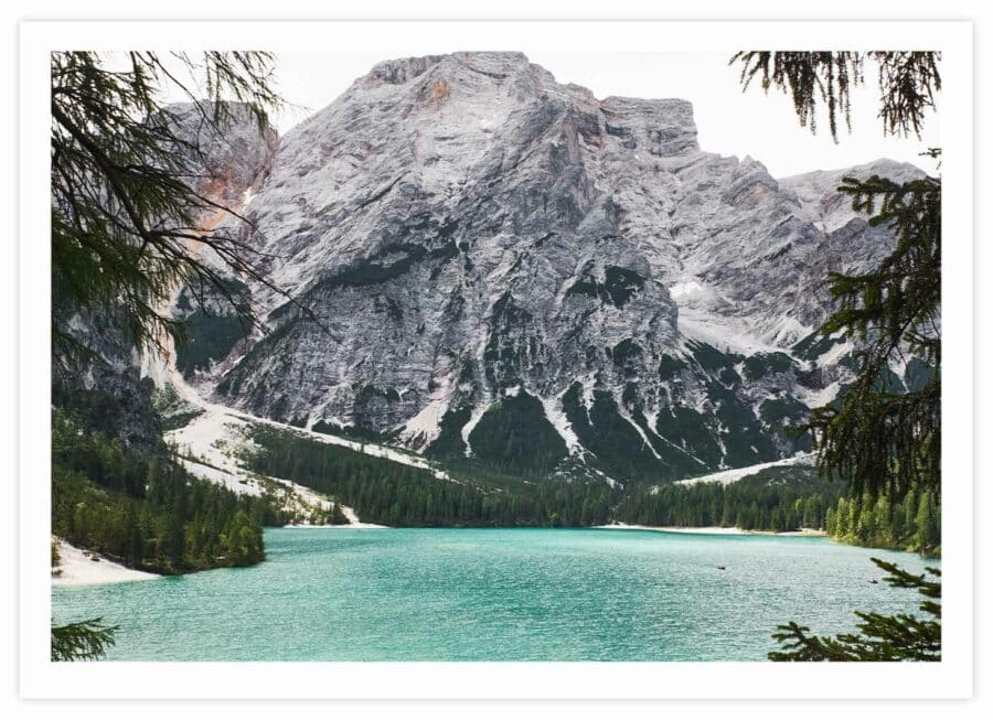 Lago di Braies Poster Querformat mit Passepartout