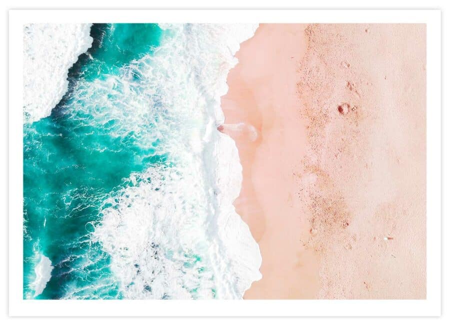 Luftaufnahme vom Traumstrand Poster Querformat mit Passepartout