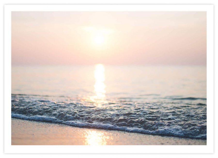 Sonnenuntergang am Meer Poster Querformat mit Passepartout