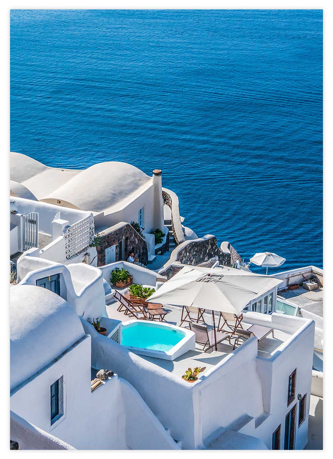 Blick aufs Meer in Santorini Poster