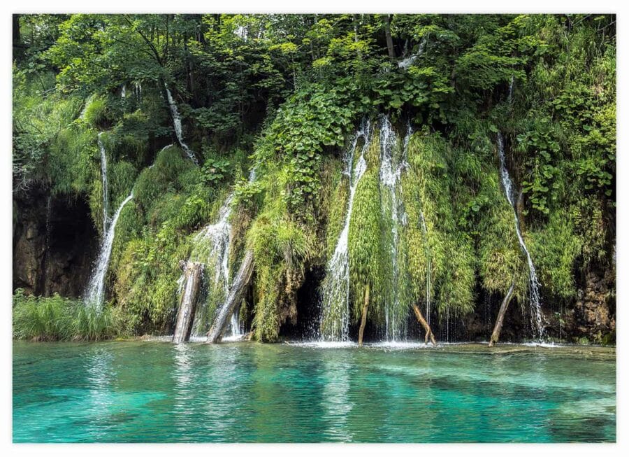 Wasserfall im Wald Poster Querformat