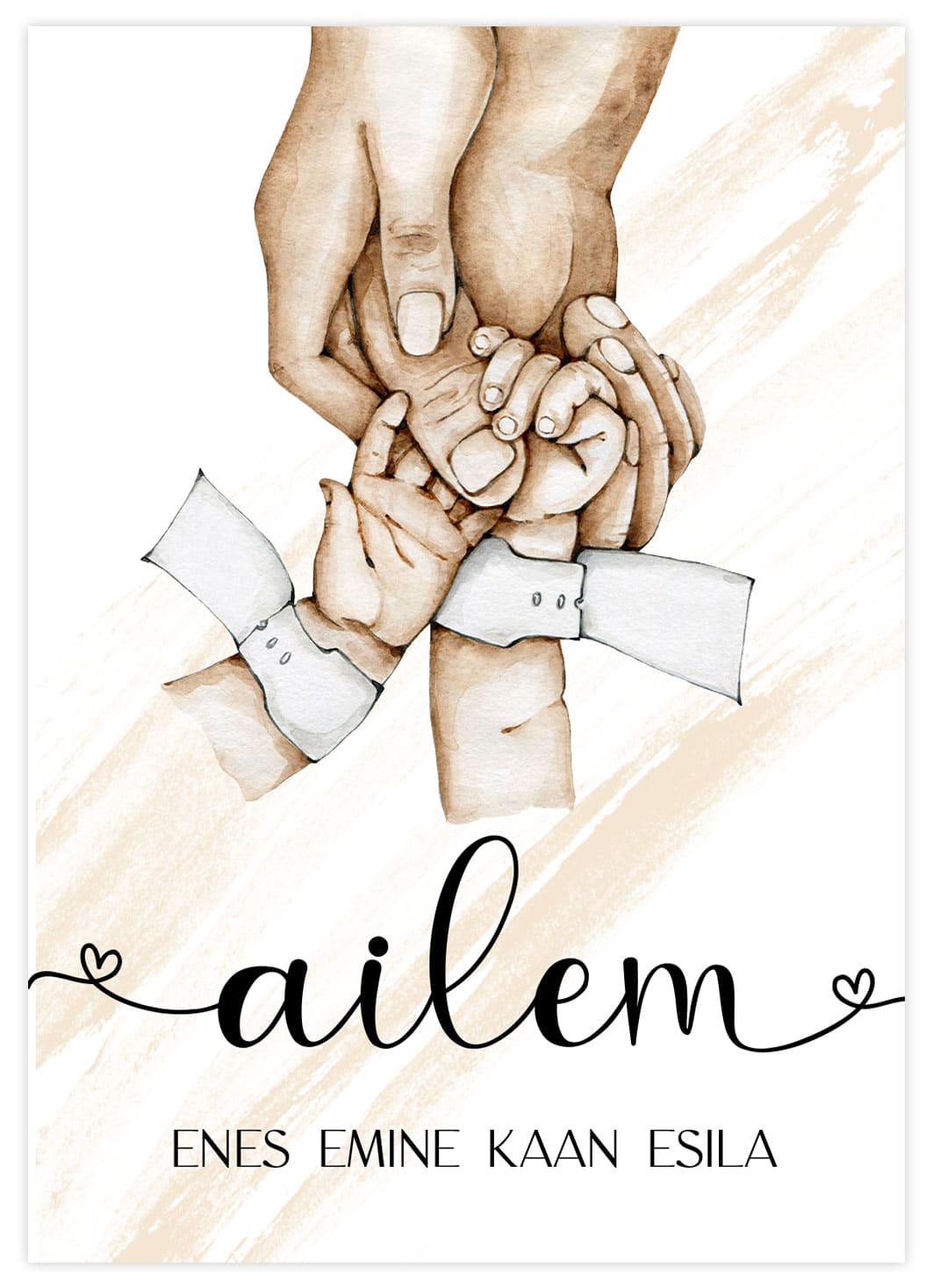 Personalisierbares 2 Neugeborene Babys Ailem Poster